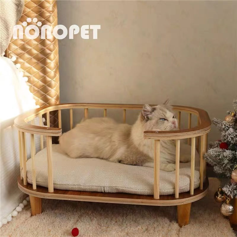 Wooden Cat Bed with Matress